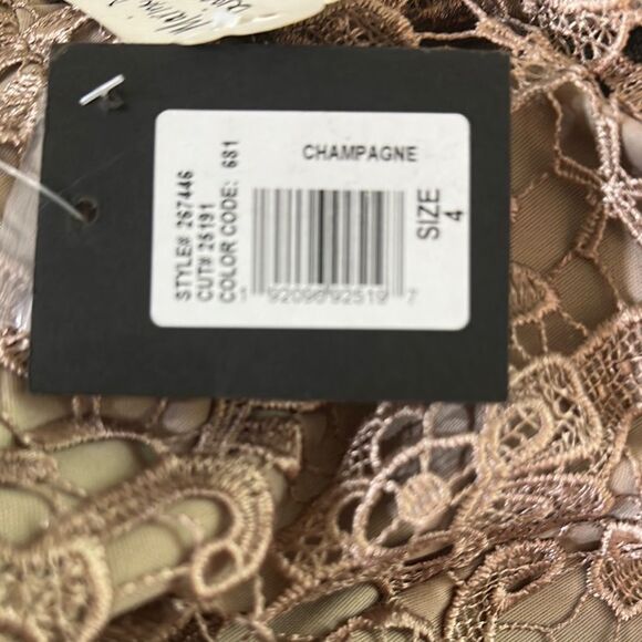 NWT MARINA Champagne Lace Dress w/ Long Sleeves Size 4 - Picture 14 of 15